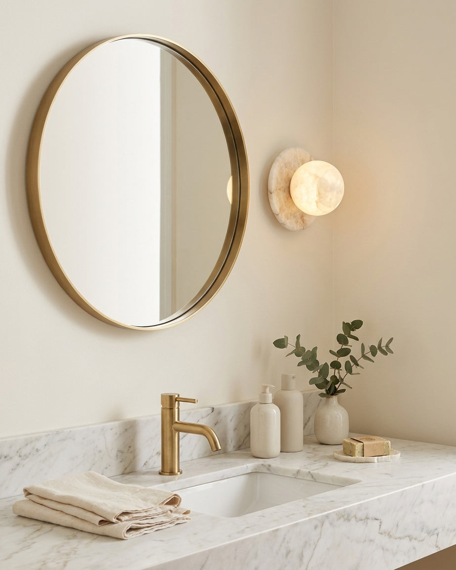 Niveeria bolvormige albasten wandlamp