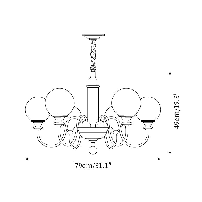 Lumivian 8-Light bollen Kroonluchter