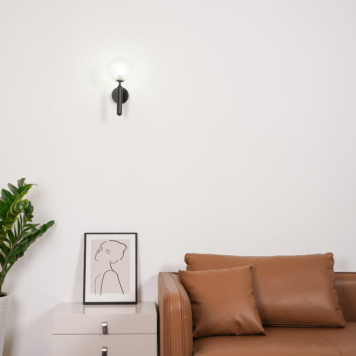 Kynlo wandlamp met stekker, glazen bol Nordic