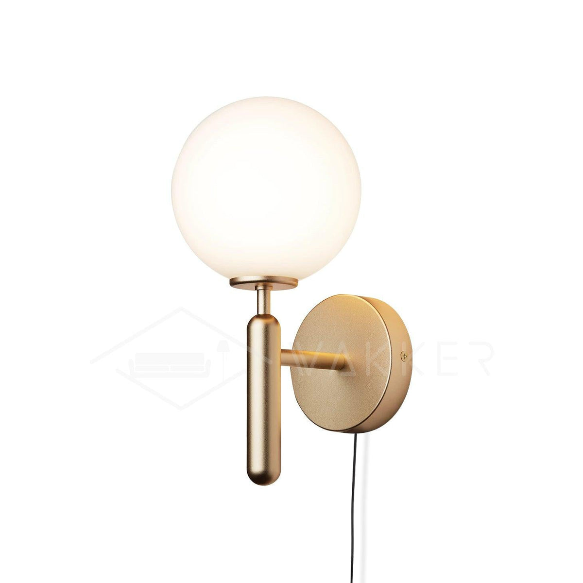 Kynlo wandlamp met stekker, glazen bol Nordic