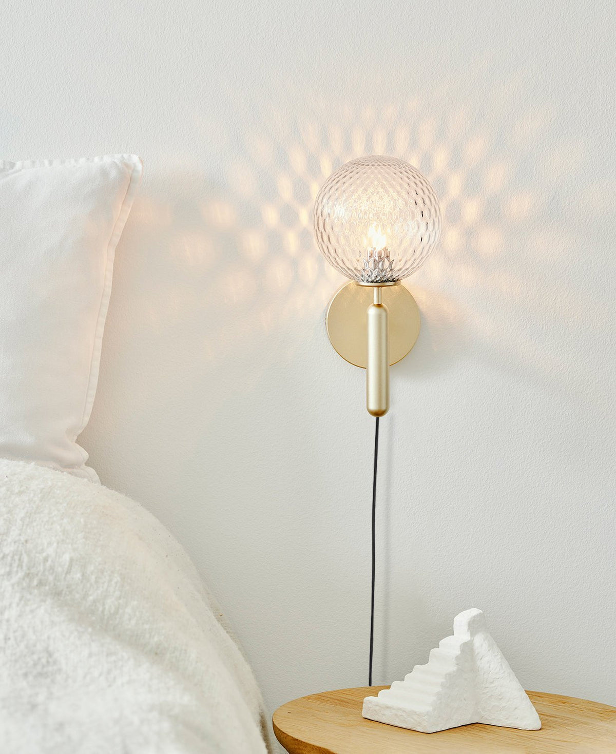 Kynlo wandlamp met stekker, glazen bol Nordic