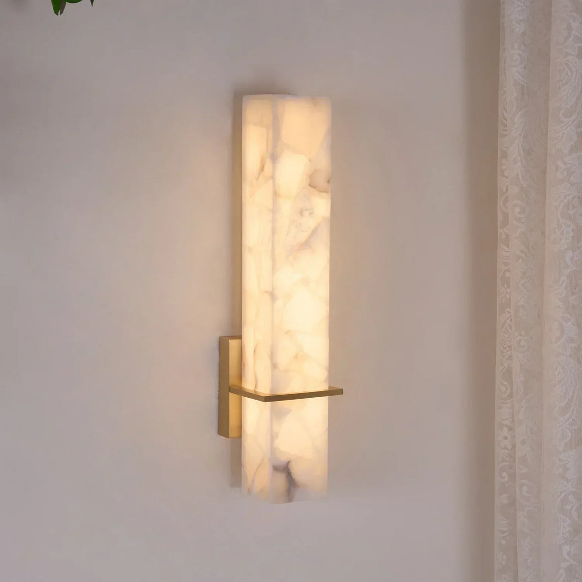 Eiriaya wandlamp wit albast messing modern kubus