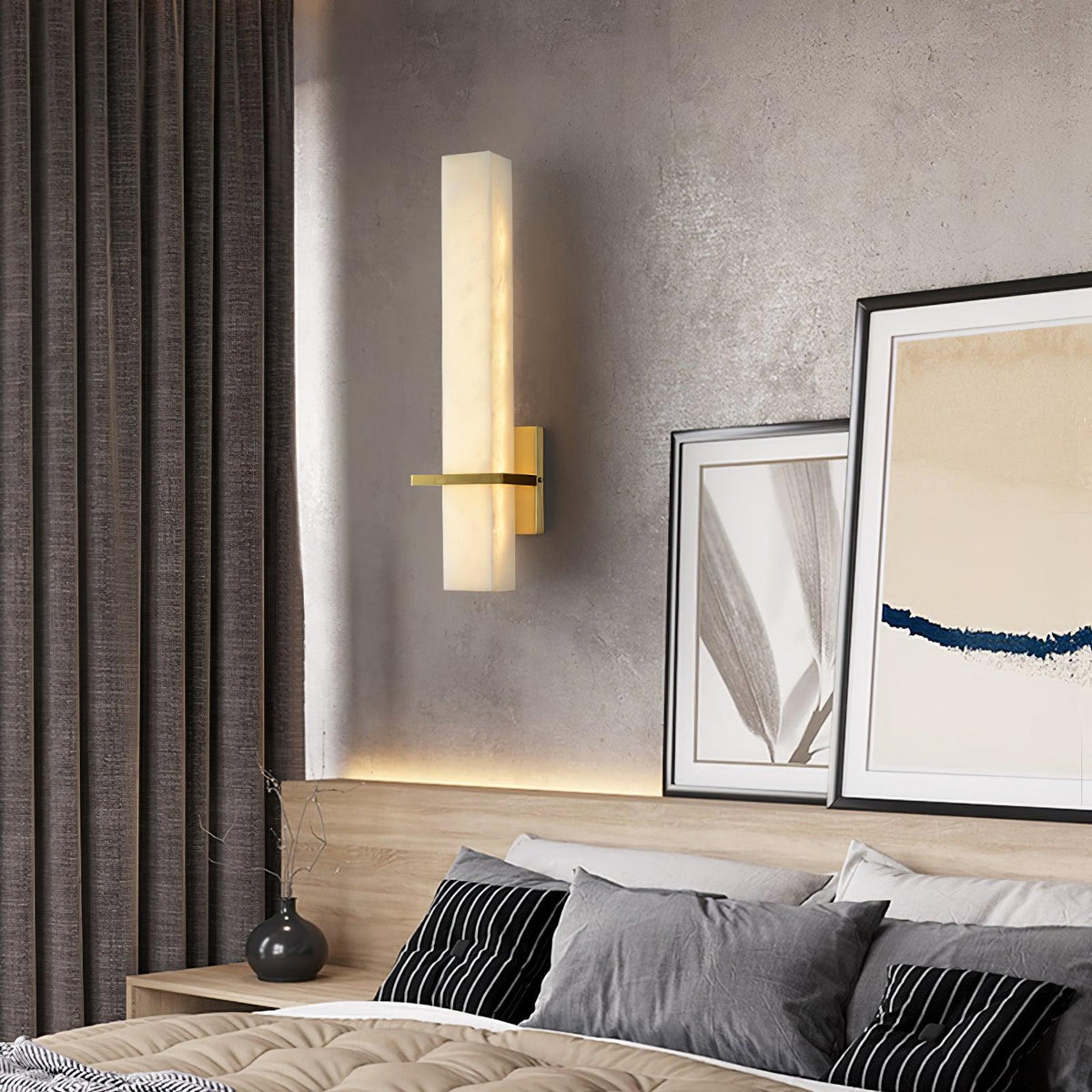 Eiriaya wandlamp wit albast messing modern kubus