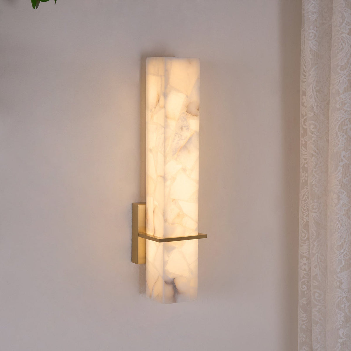 Eiriaya wandlamp wit albast messing modern kubus
