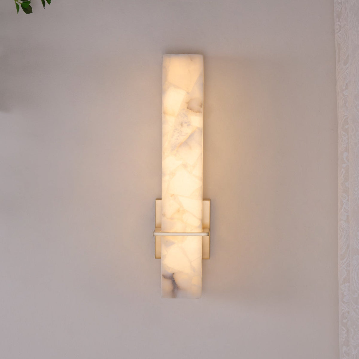 Eiriaya wandlamp wit albast messing modern kubus