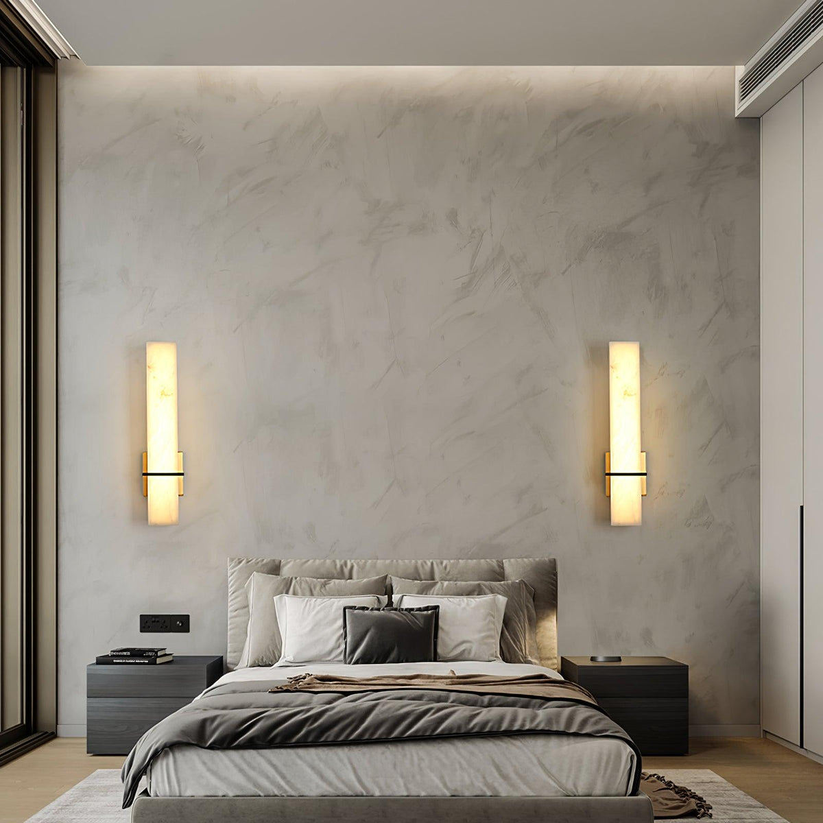 Eiriaya wandlamp wit albast messing modern kubus