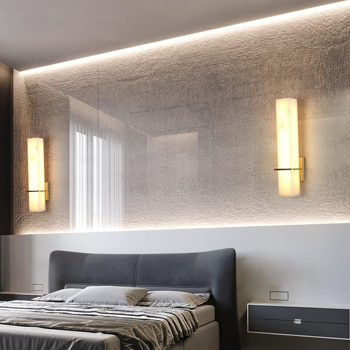 Eiriaya wandlamp wit albast messing modern kubus