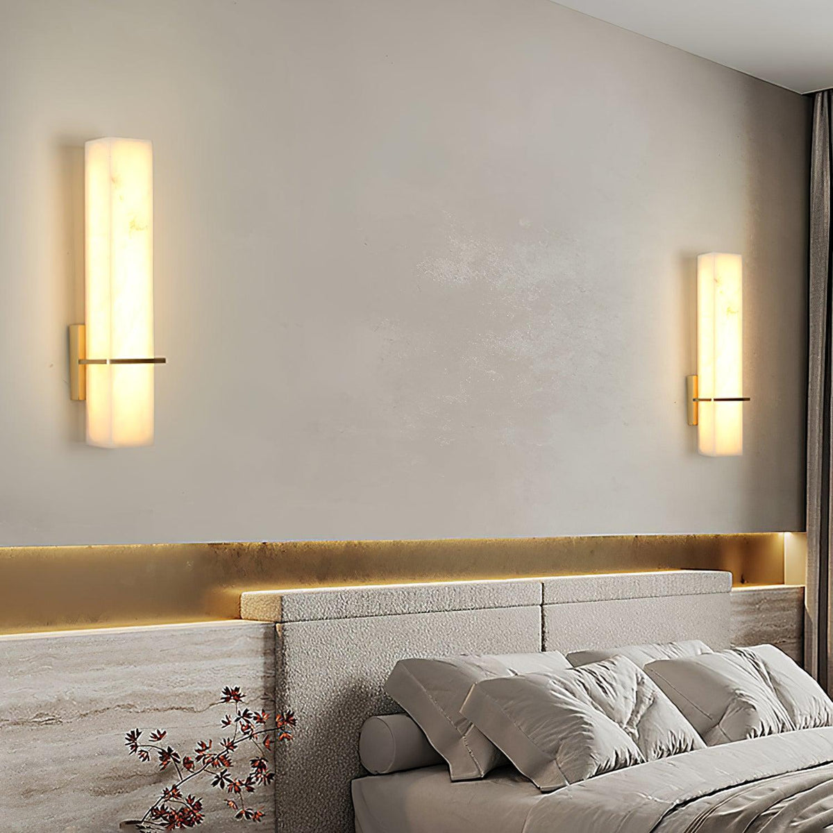 Eiriaya wandlamp wit albast messing modern kubus