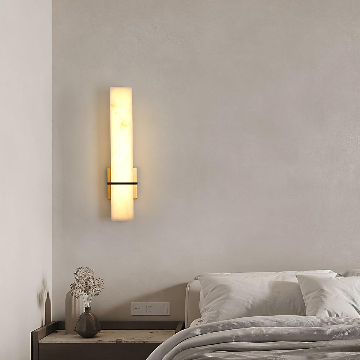 Eiriaya wandlamp wit albast messing modern kubus