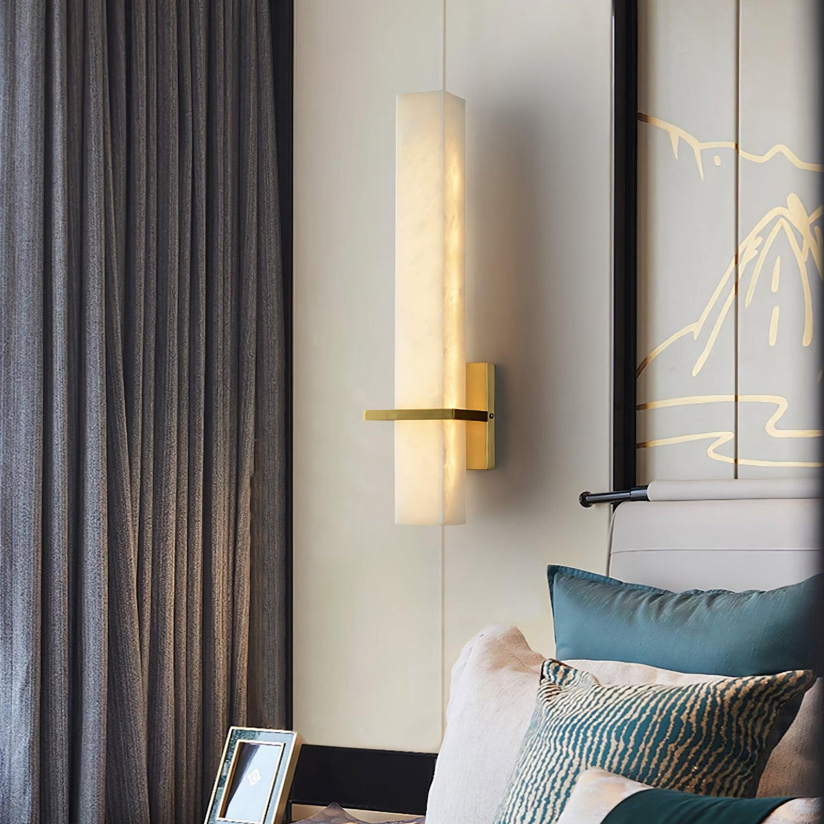 Eiriaya wandlamp wit albast messing modern kubus