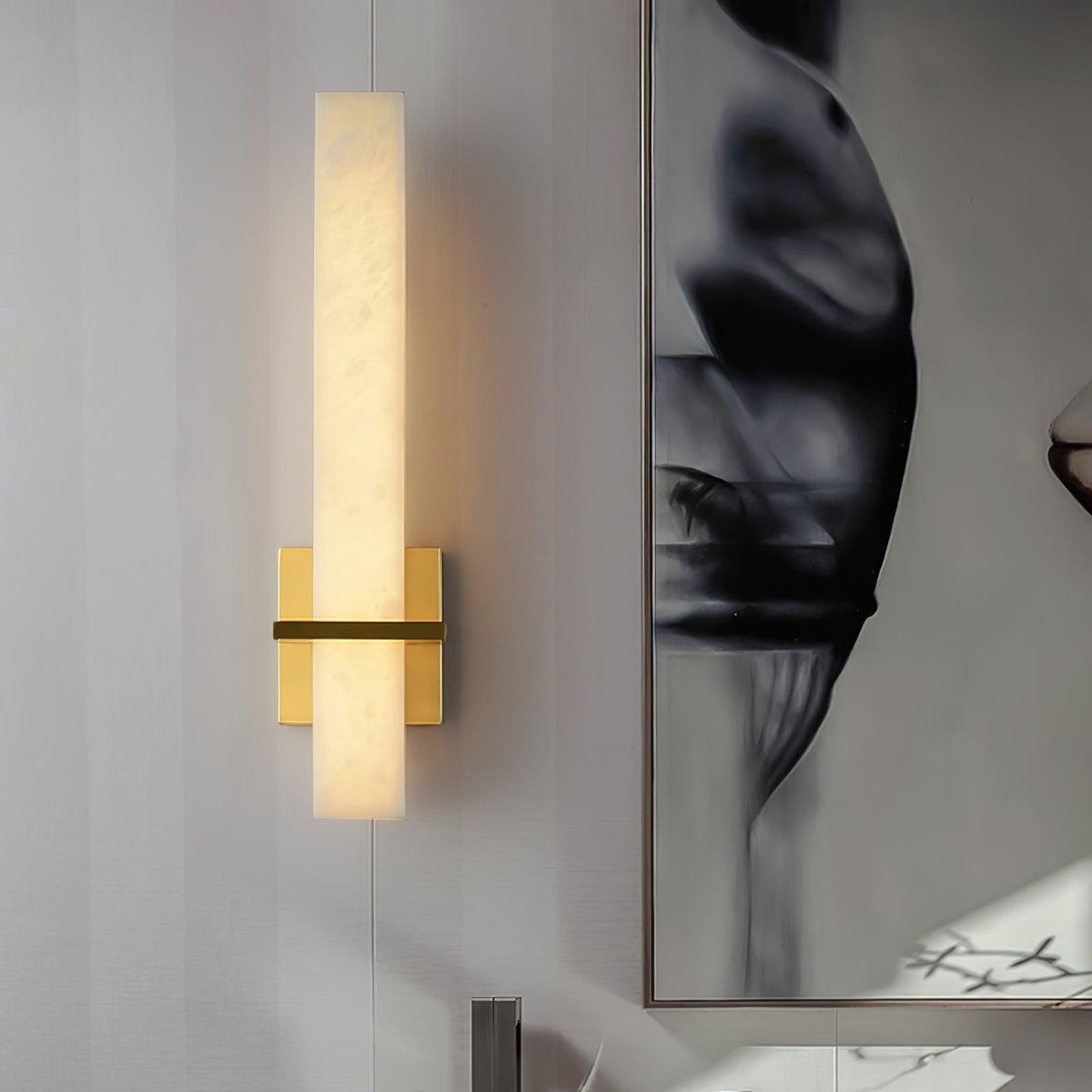 Eiriaya wandlamp wit albast messing modern kubus
