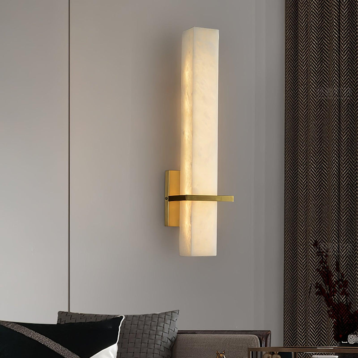 Eiriaya wandlamp wit albast messing modern kubus