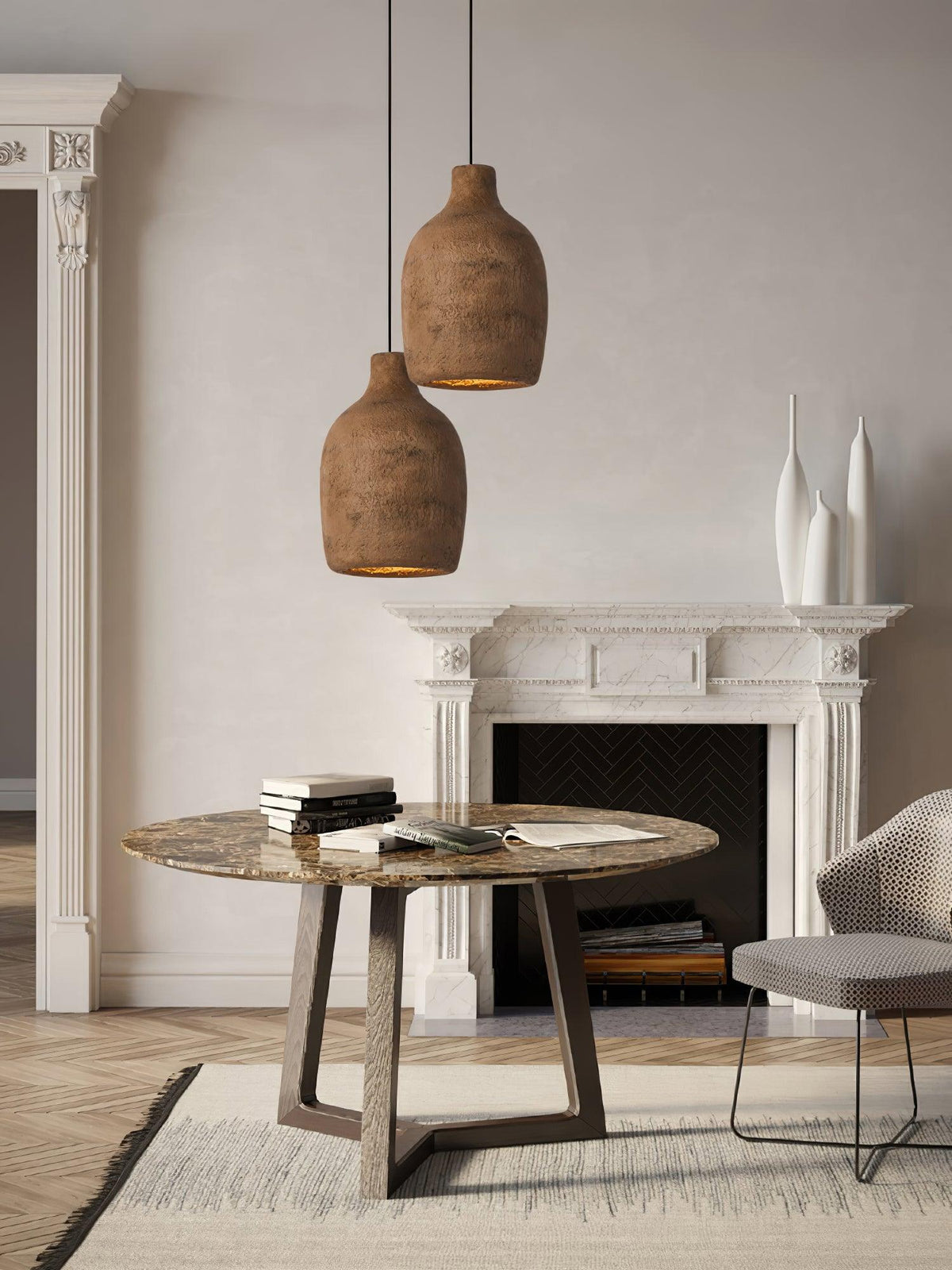 Avenelelia industriële artistieke hanglamp in grijs en bruin