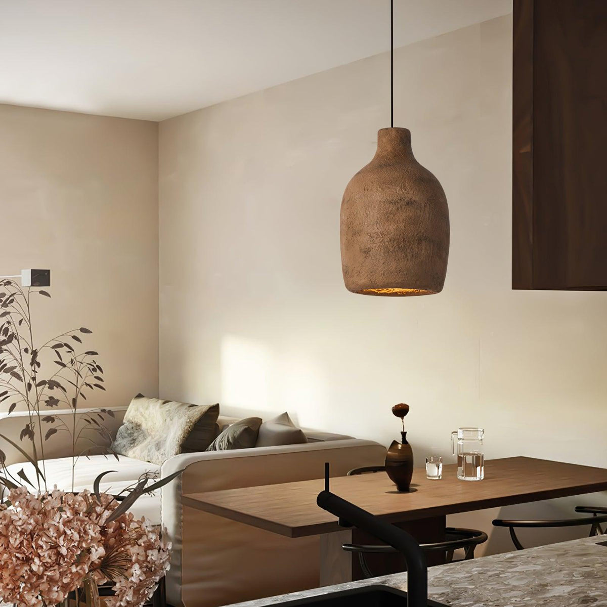 Avenelelia industriële artistieke hanglamp in grijs en bruin
