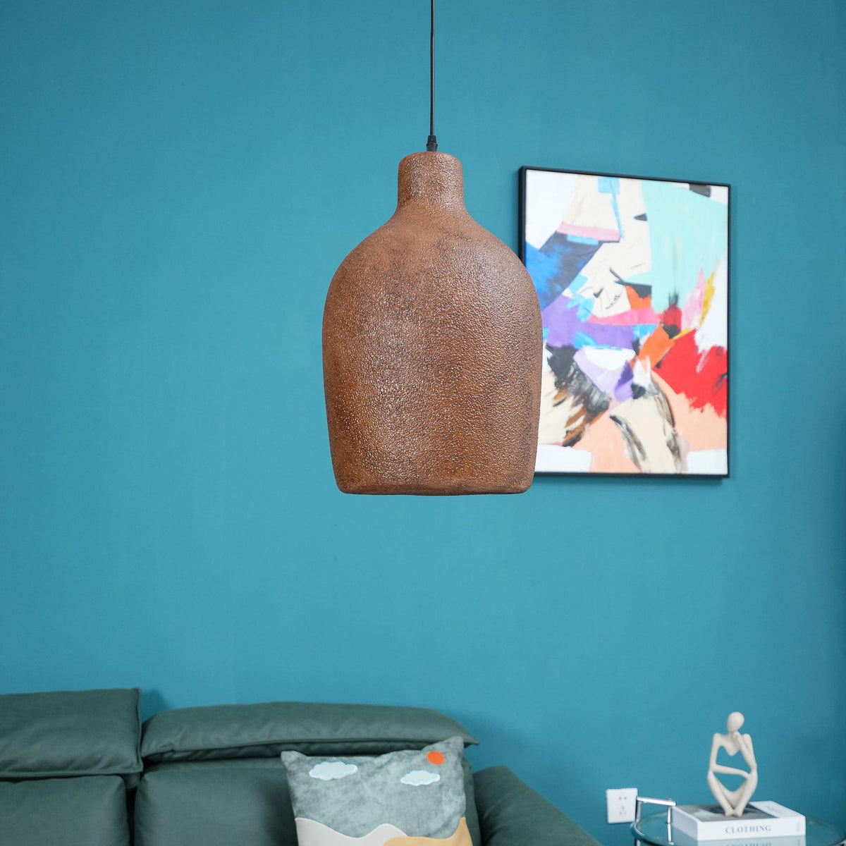 Avenelelia industriële artistieke hanglamp in grijs en bruin