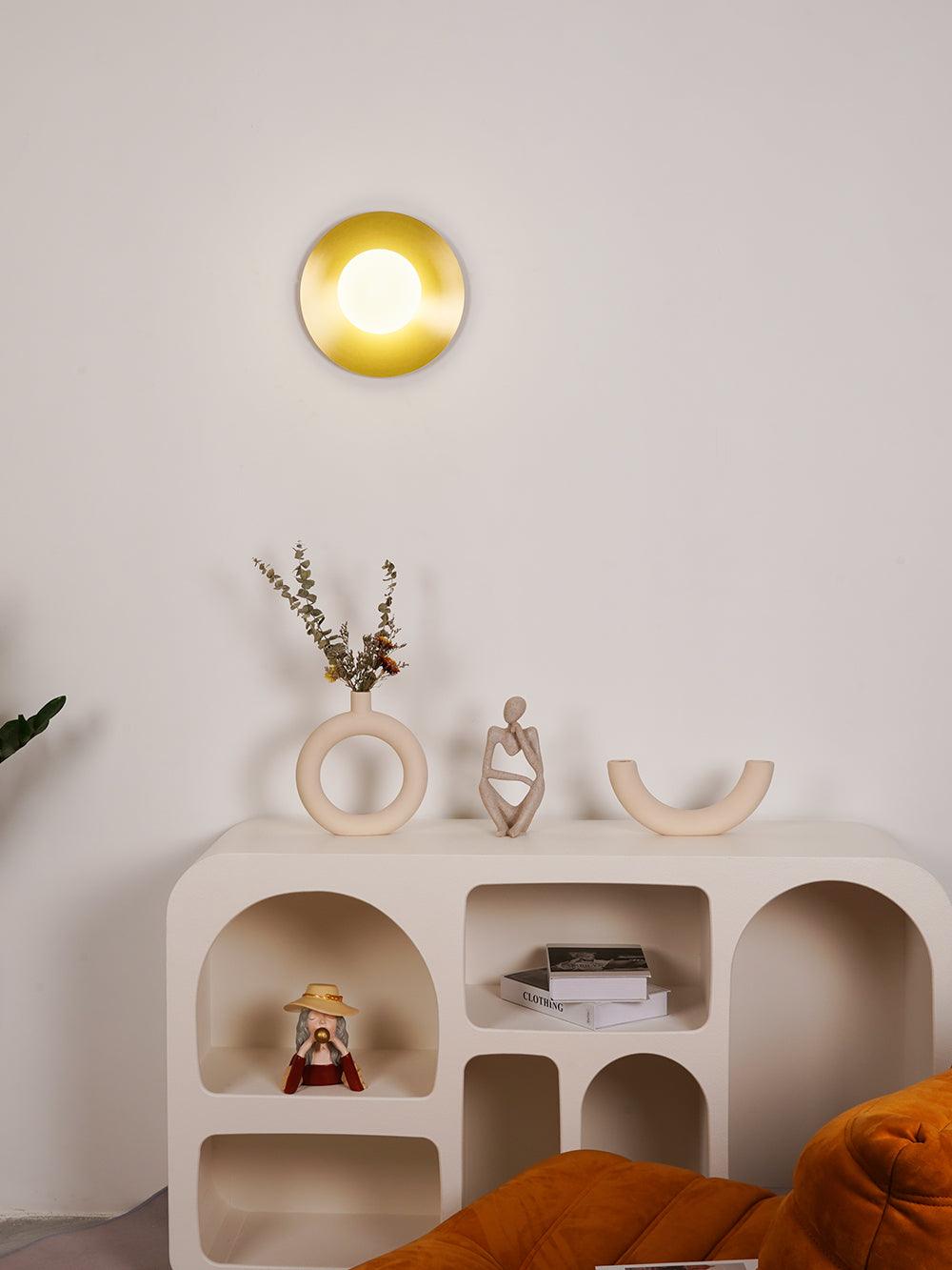 Elem modern Minimalistisch Rond Kunstzinnig Messing Glas Wandlamp