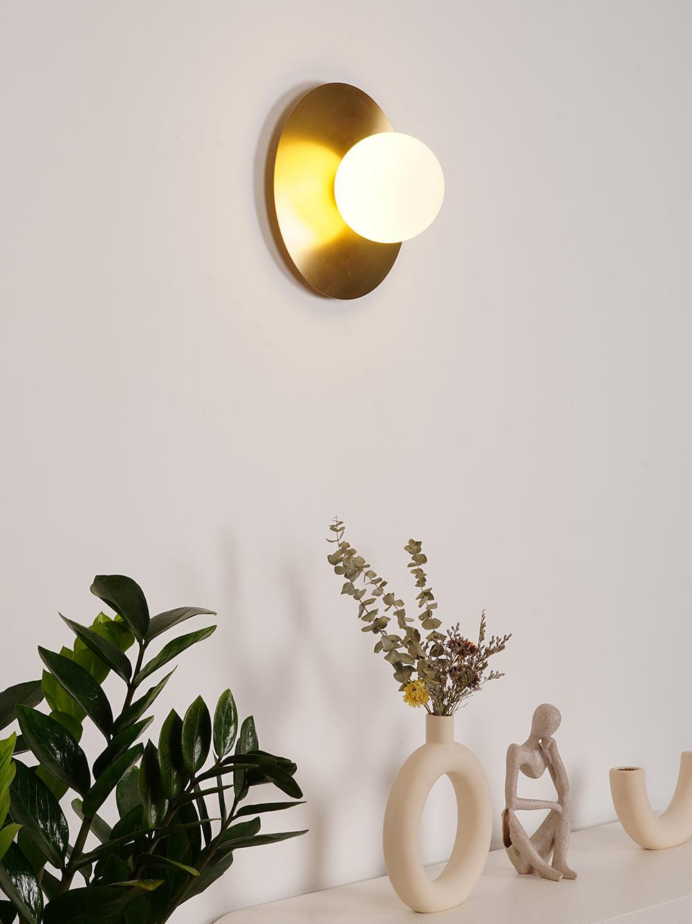 Elem modern Minimalistisch Rond Kunstzinnig Messing Glas Wandlamp