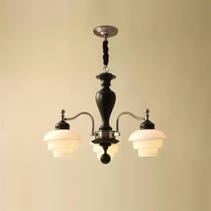Elviora Kroonluchter van Hout en glas Mid-Century