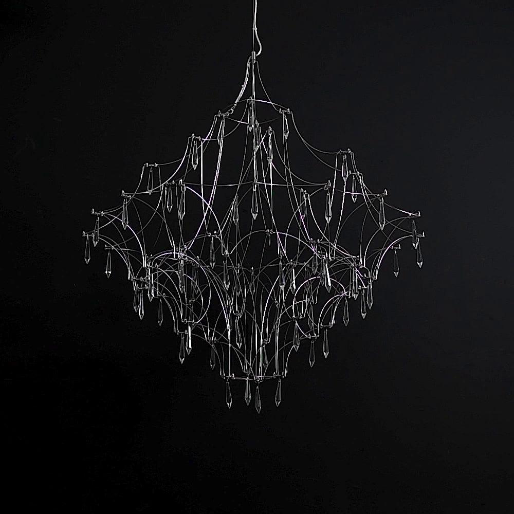 Cyrorella kroonluchter met kristallen net van roestvrij staal