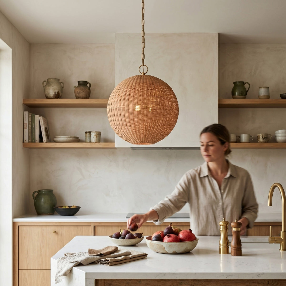 Ravisaya rotan hanglamp rond