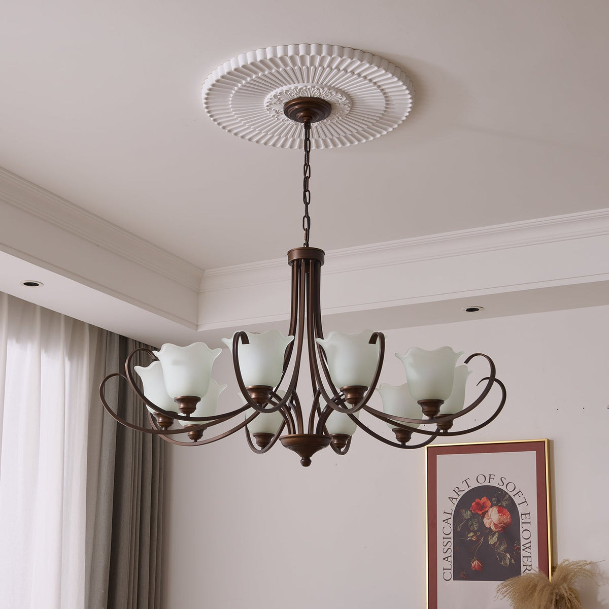Nydorisra elegantie Vintage Bloemmotief glas Kroonluchter