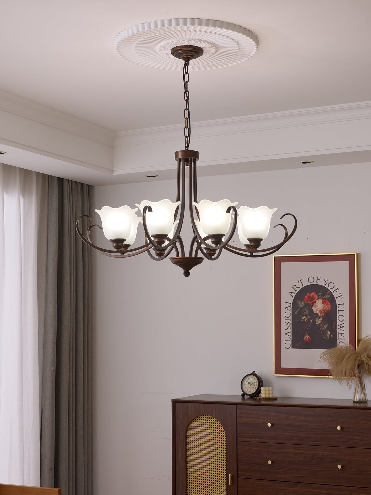 Nydorisra elegantie Vintage Bloemmotief glas Kroonluchter