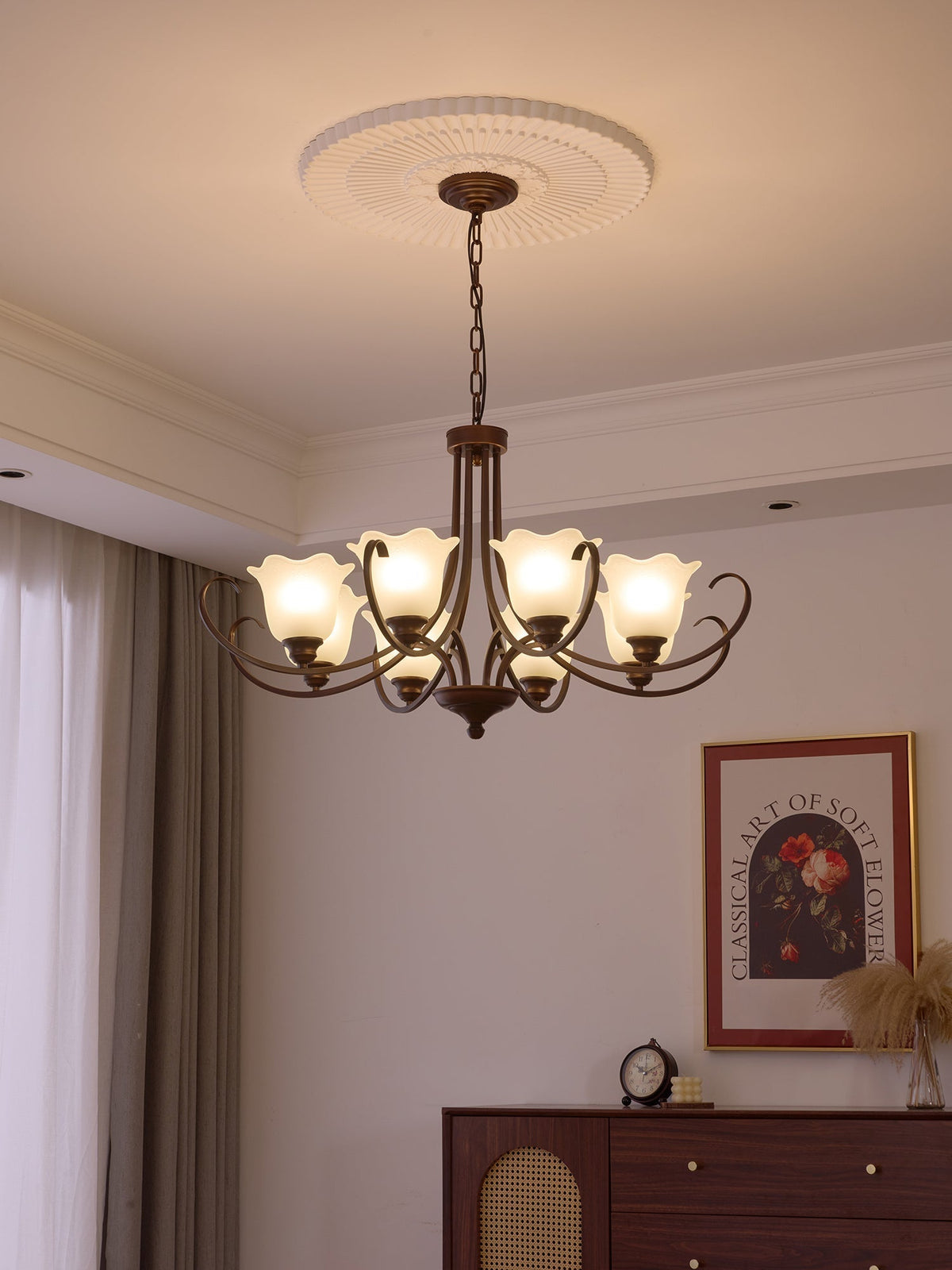 Nydorisra elegantie Vintage Bloemmotief glas Kroonluchter