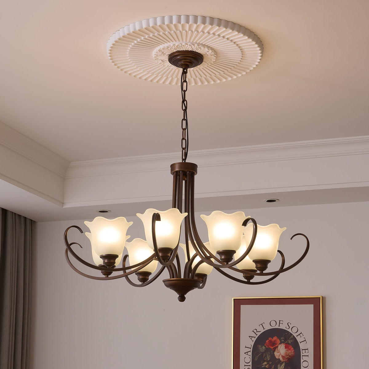 Nydorisra elegantie Vintage Bloemmotief glas Kroonluchter