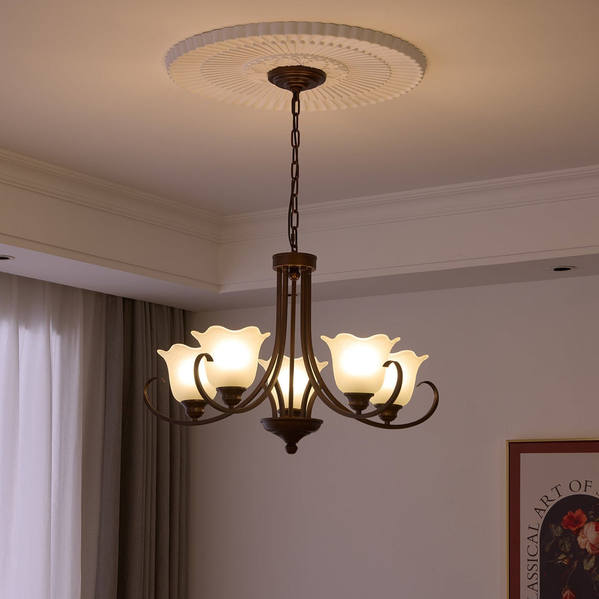 Nydorisra elegantie Vintage Bloemmotief glas Kroonluchter