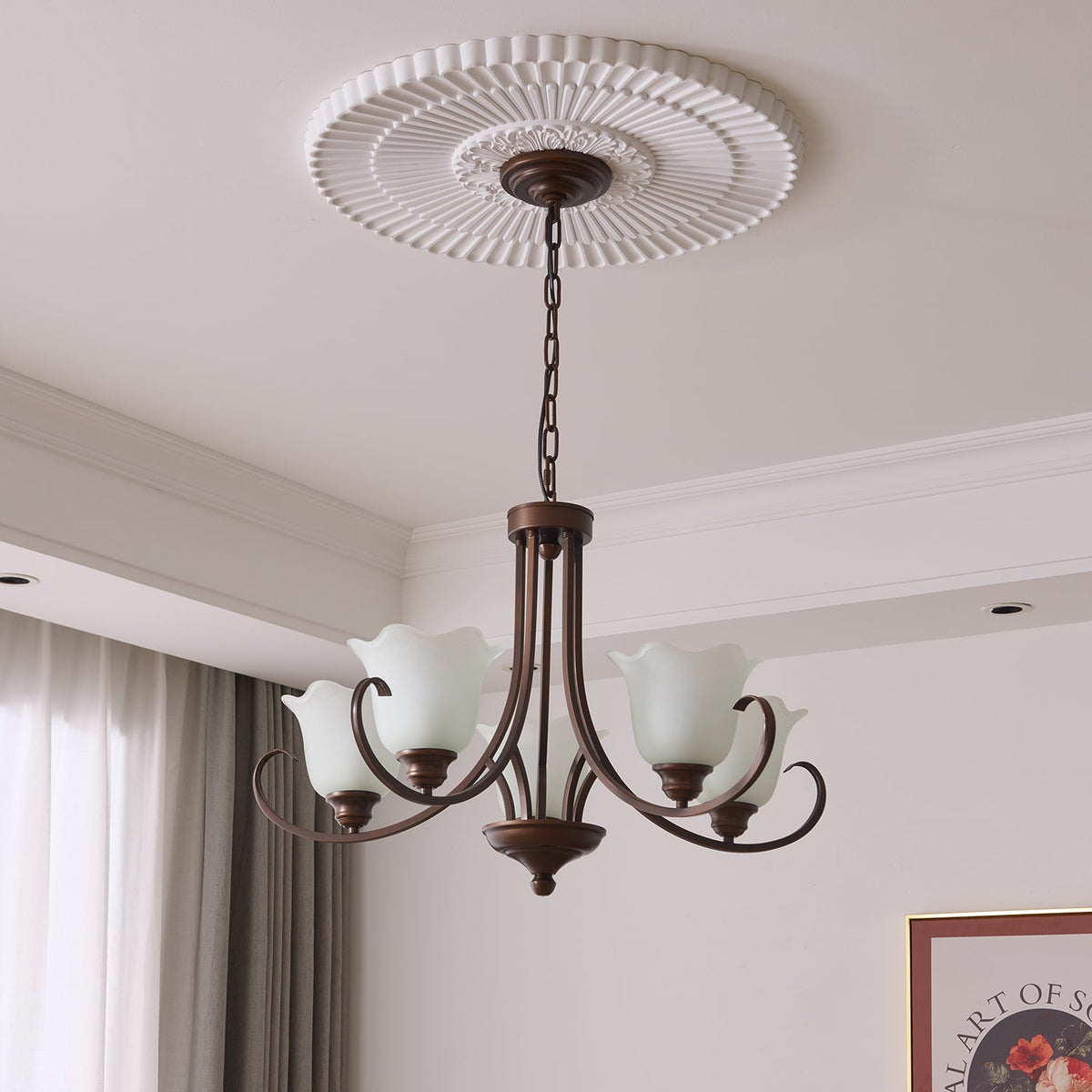 Nydorisra elegantie Vintage Bloemmotief glas Kroonluchter