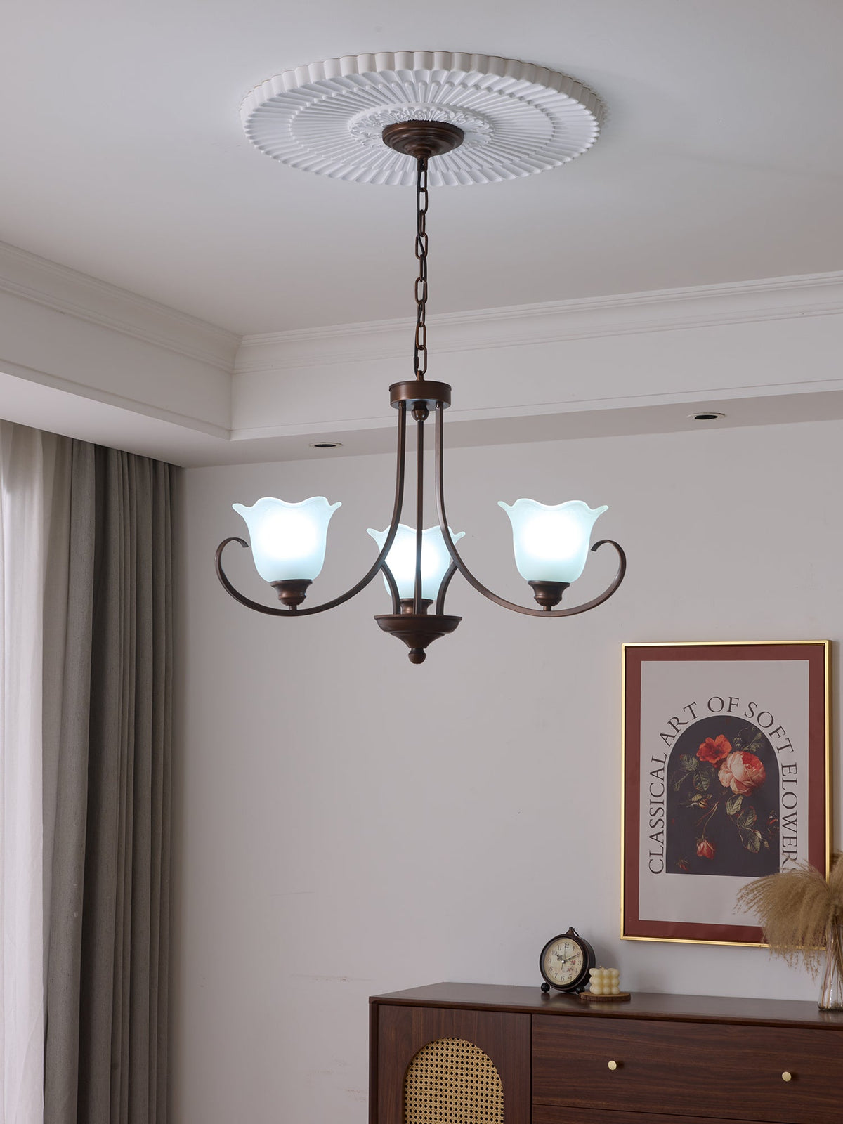 Nydorisra elegantie Vintage Bloemmotief glas Kroonluchter