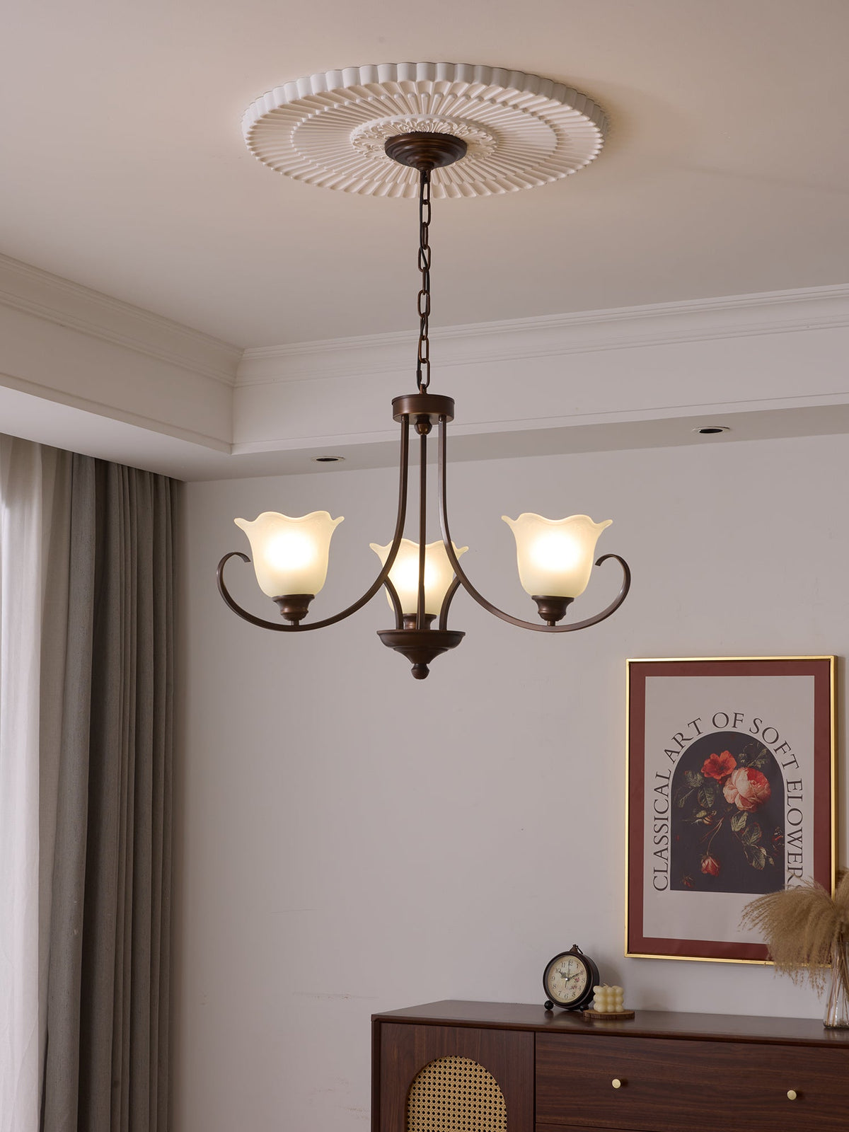 Nydorisra elegantie Vintage Bloemmotief glas Kroonluchter