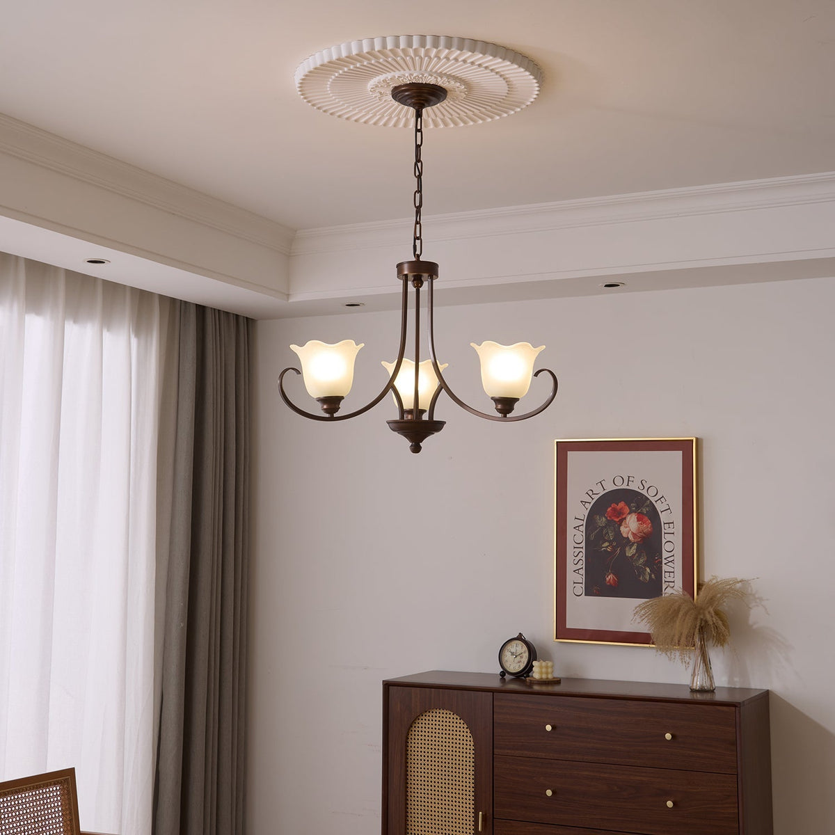 Nydorisra elegantie Vintage Bloemmotief glas Kroonluchter