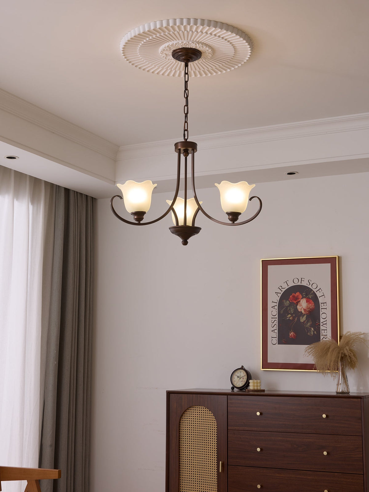 Nydorisra elegantie Vintage Bloemmotief glas Kroonluchter