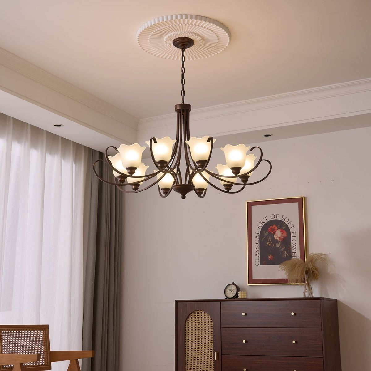 Nydorisra elegantie Vintage Bloemmotief glas Kroonluchter