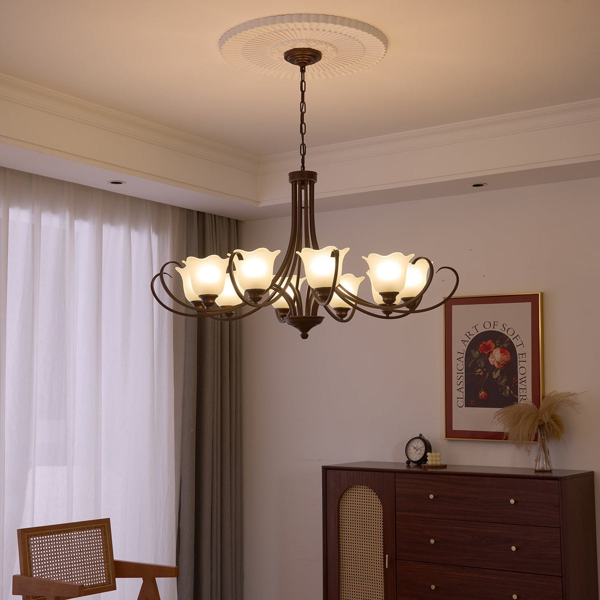 Nydorisra elegantie Vintage Bloemmotief glas Kroonluchter