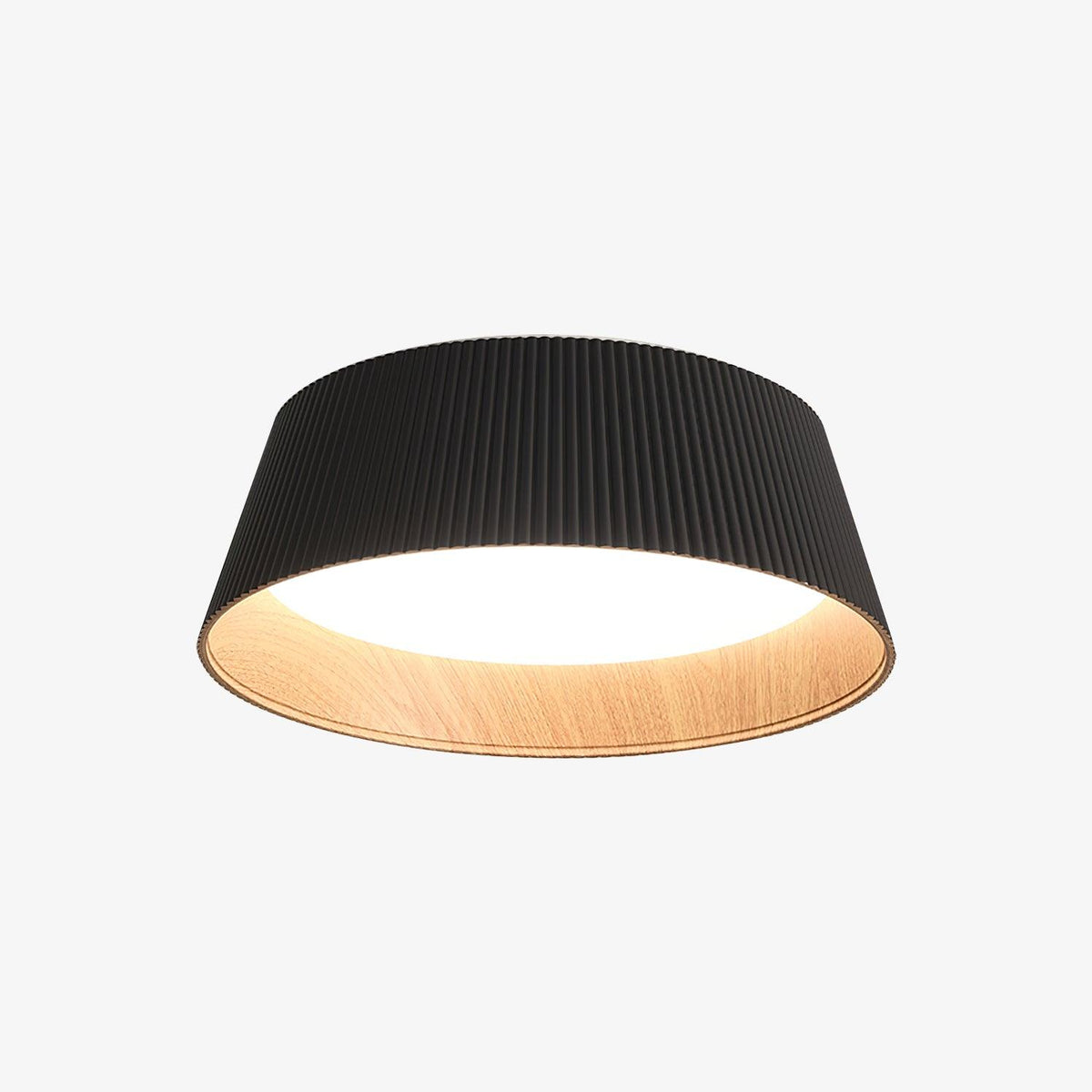 Rineia plafondlamp geribbelde trommelvorm hout elegant hedendaags