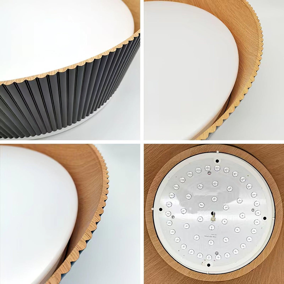 Rineia plafondlamp geribbelde trommelvorm hout elegant hedendaags