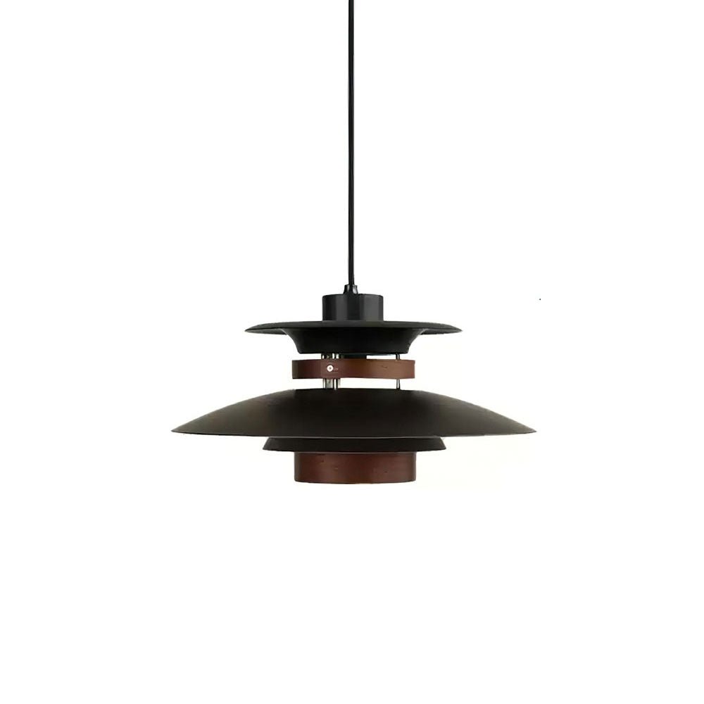 Xyla hanglamp van hout met gelagen kapje Scandinavisch voor eetkamer