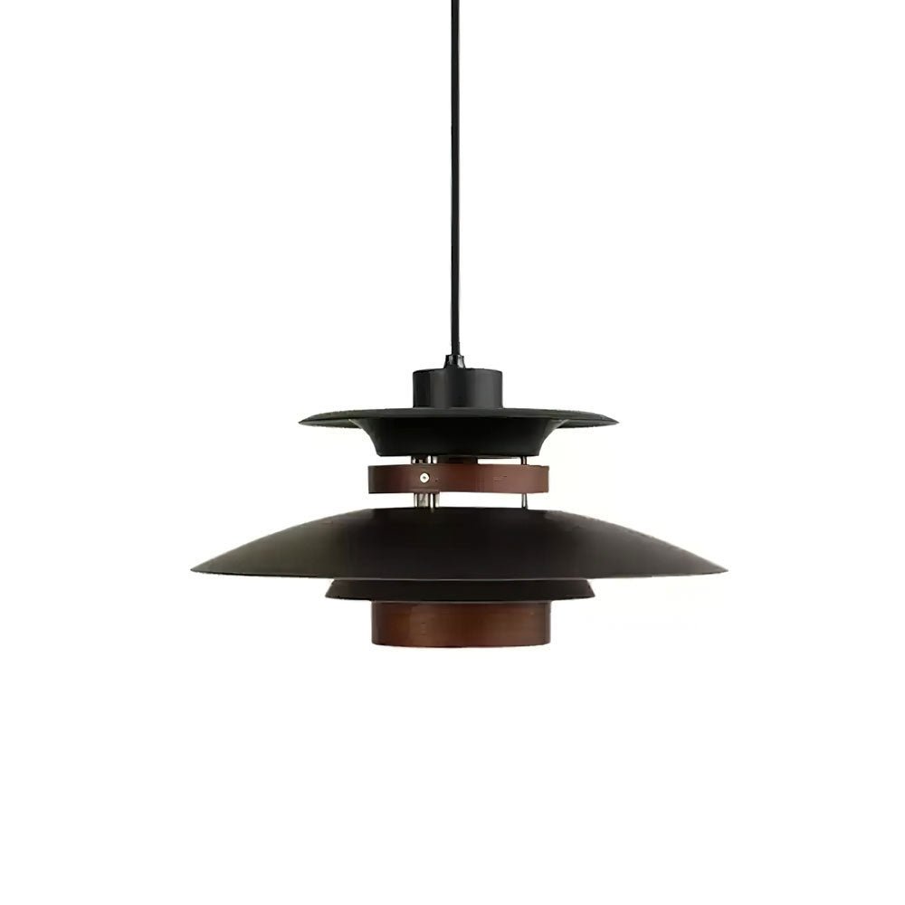 Xyla hanglamp van hout met gelagen kapje Scandinavisch voor eetkamer