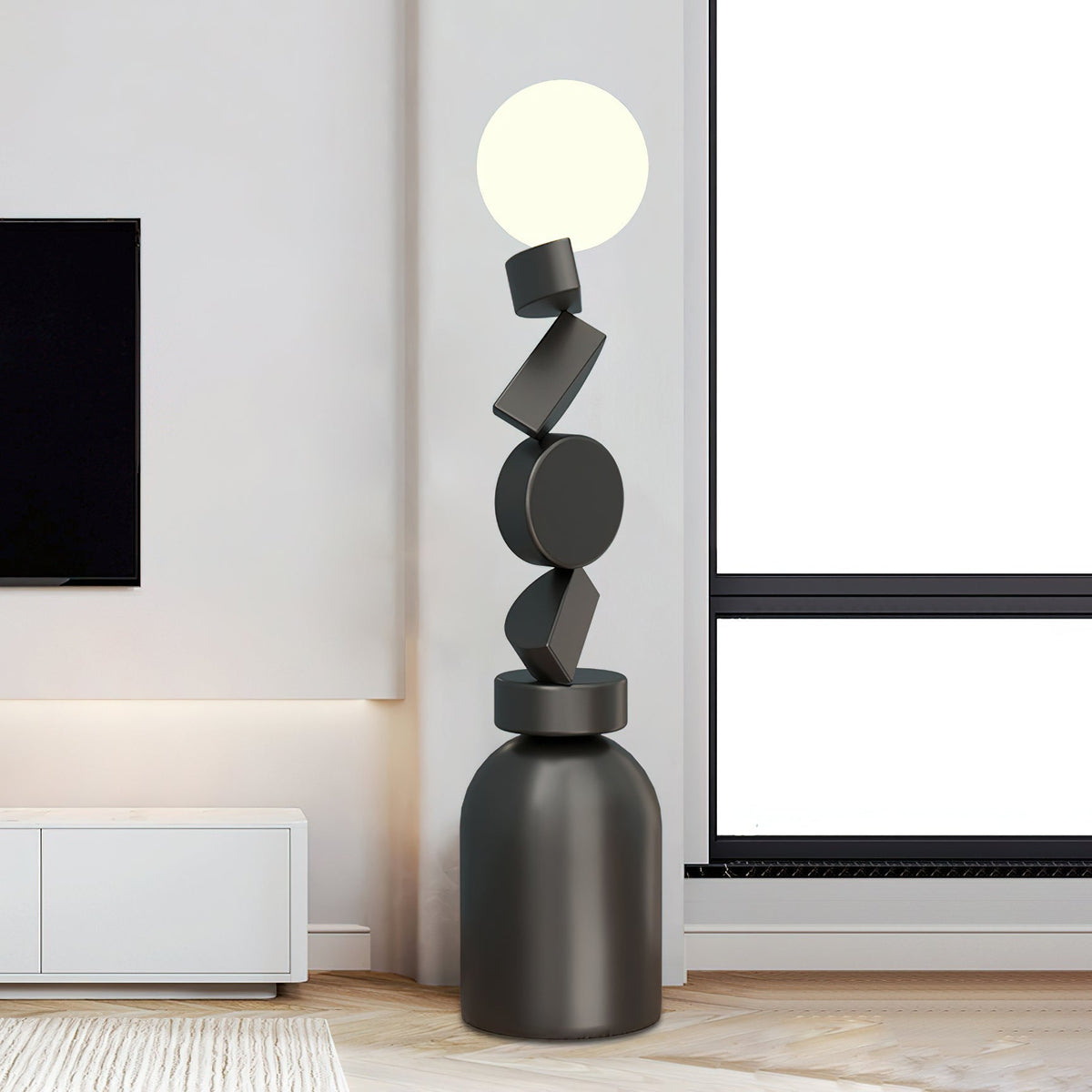 Calisine vloerlamp Monolith kubus zwart voetstuk