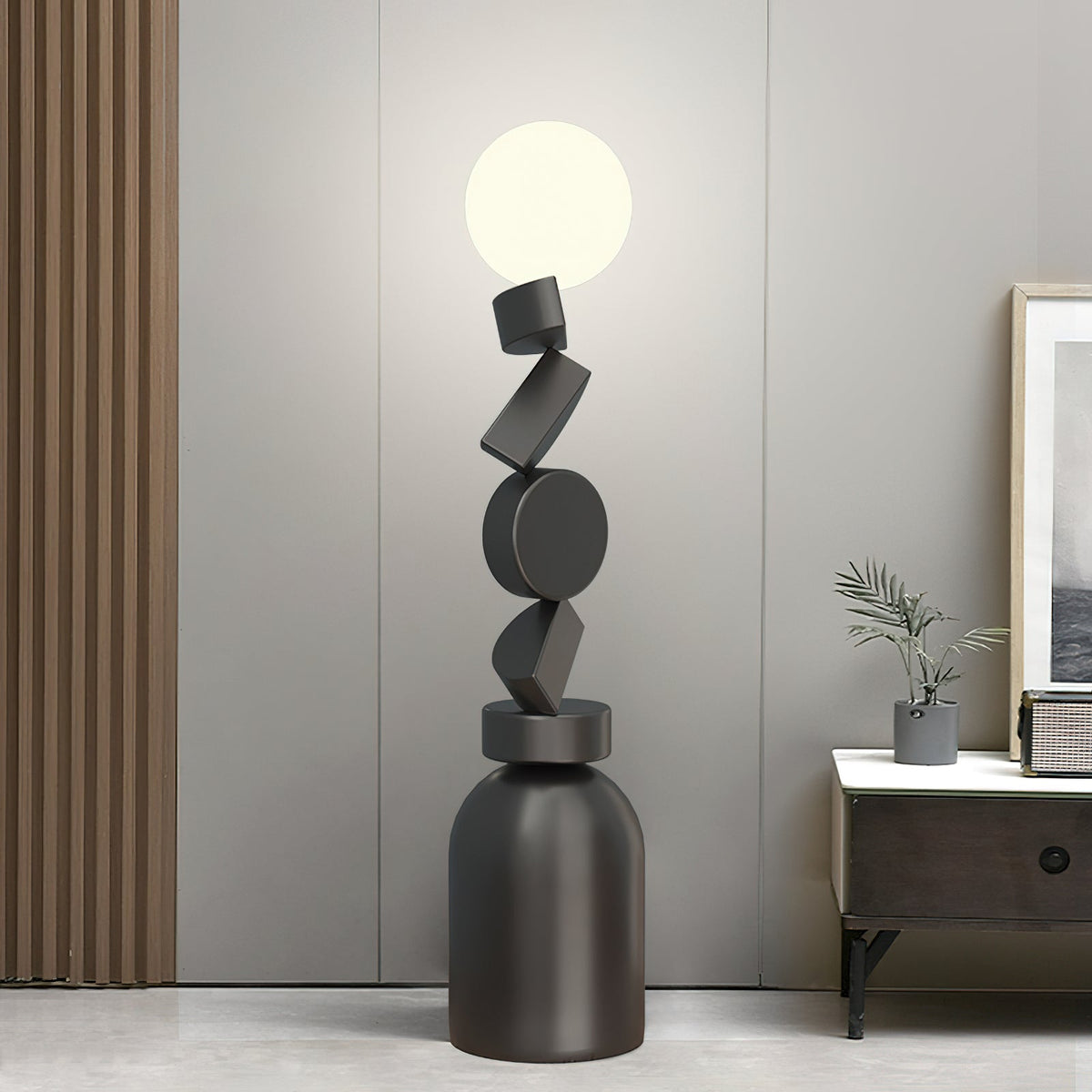 Calisine vloerlamp Monolith kubus zwart voetstuk