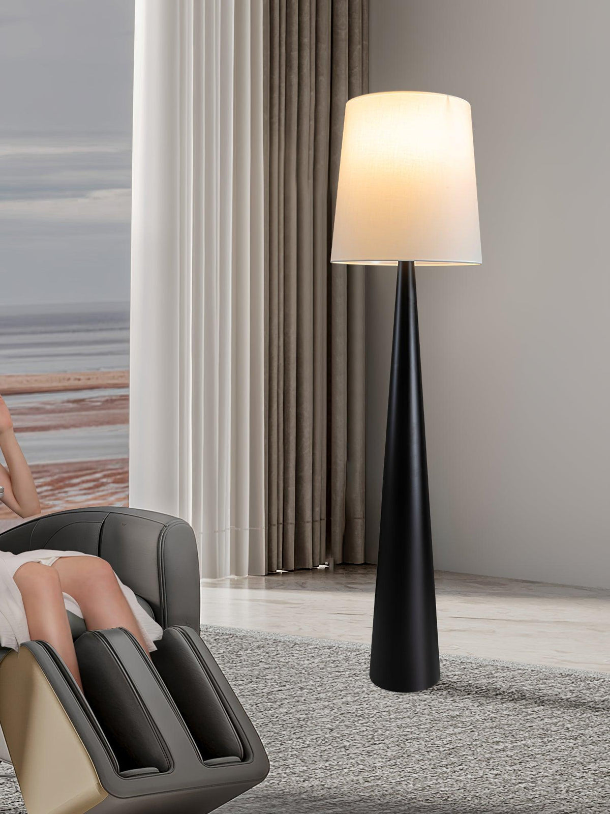 Linania vloerlamp met stoffen kap in minimalistisch ontwerp