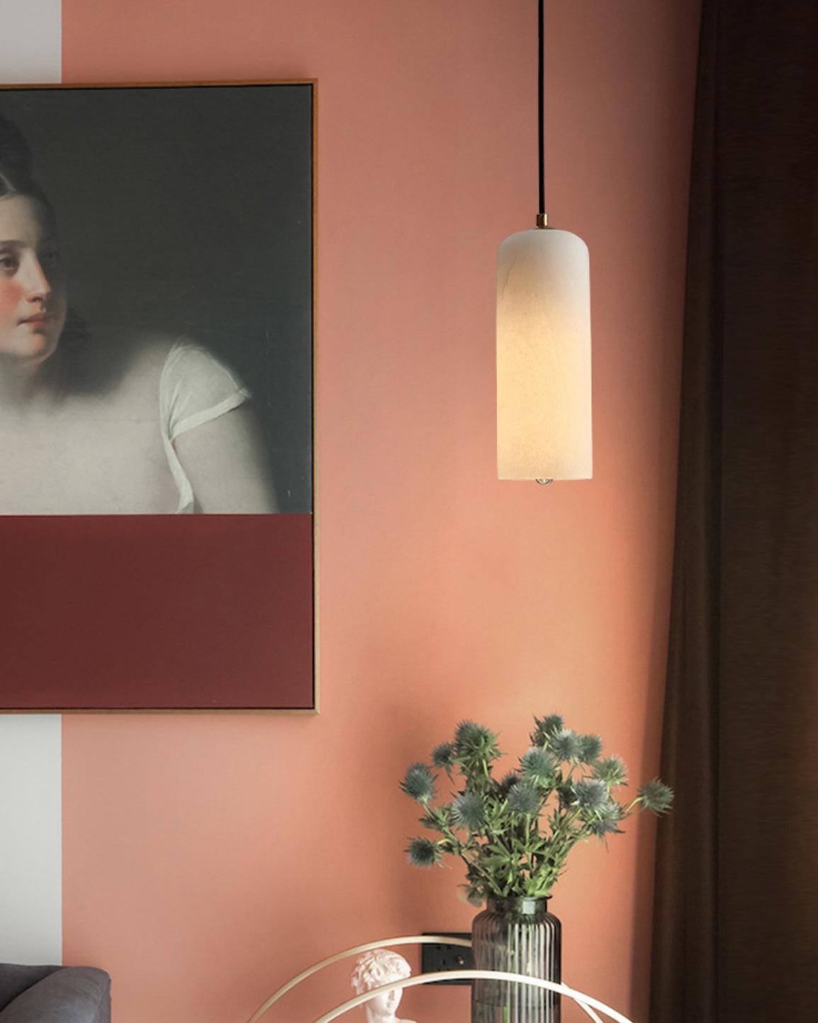 Nivenira cilindrische hanglamp van albast