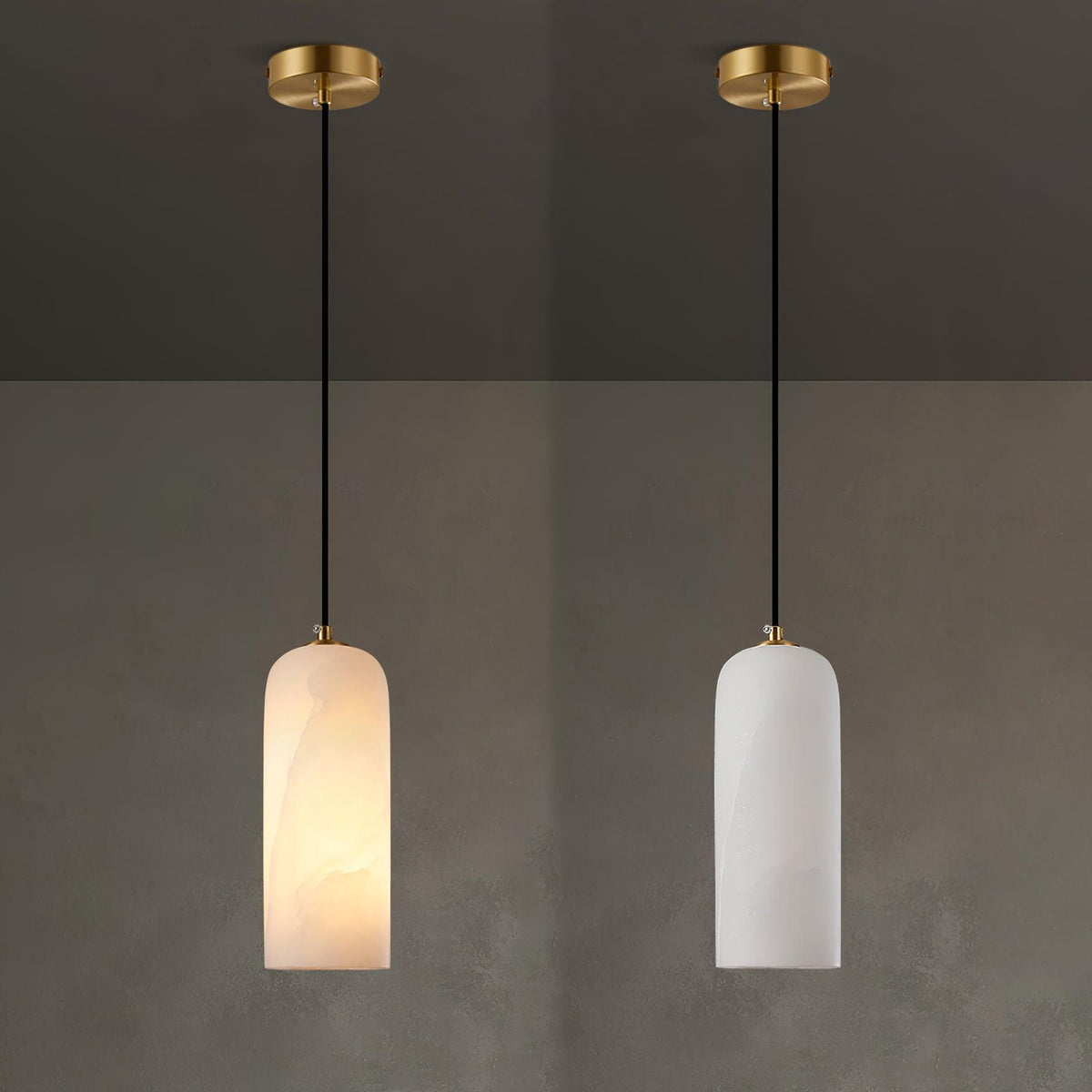 Nivenira cilindrische hanglamp van albast