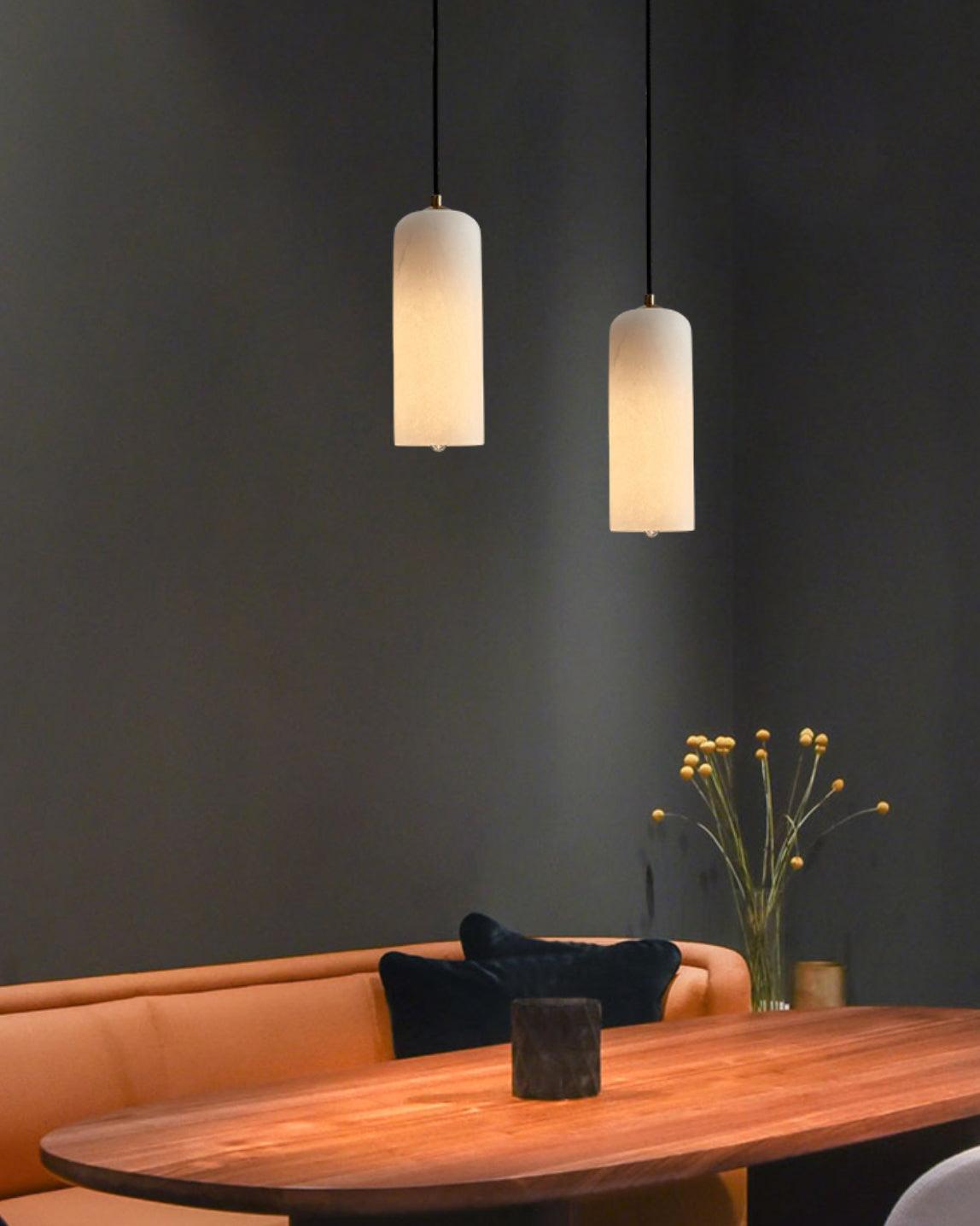 Nivenira cilindrische hanglamp van albast