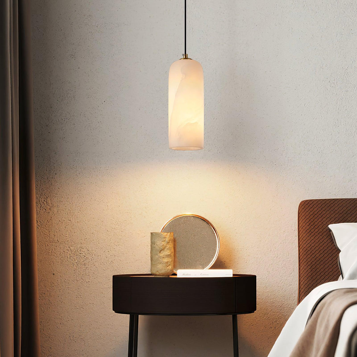 Nivenira cilindrische hanglamp van albast