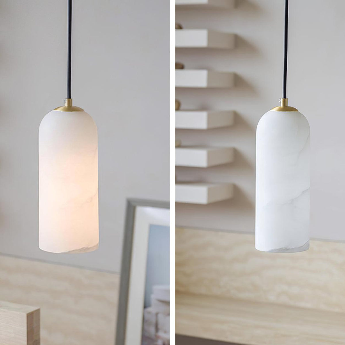 Nivenira cilindrische hanglamp van albast