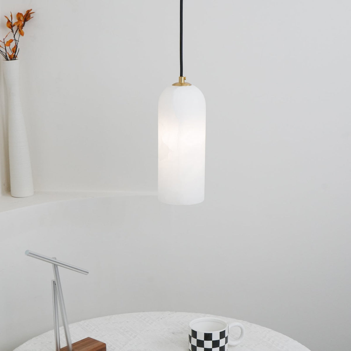 Nivenira cilindrische hanglamp van albast