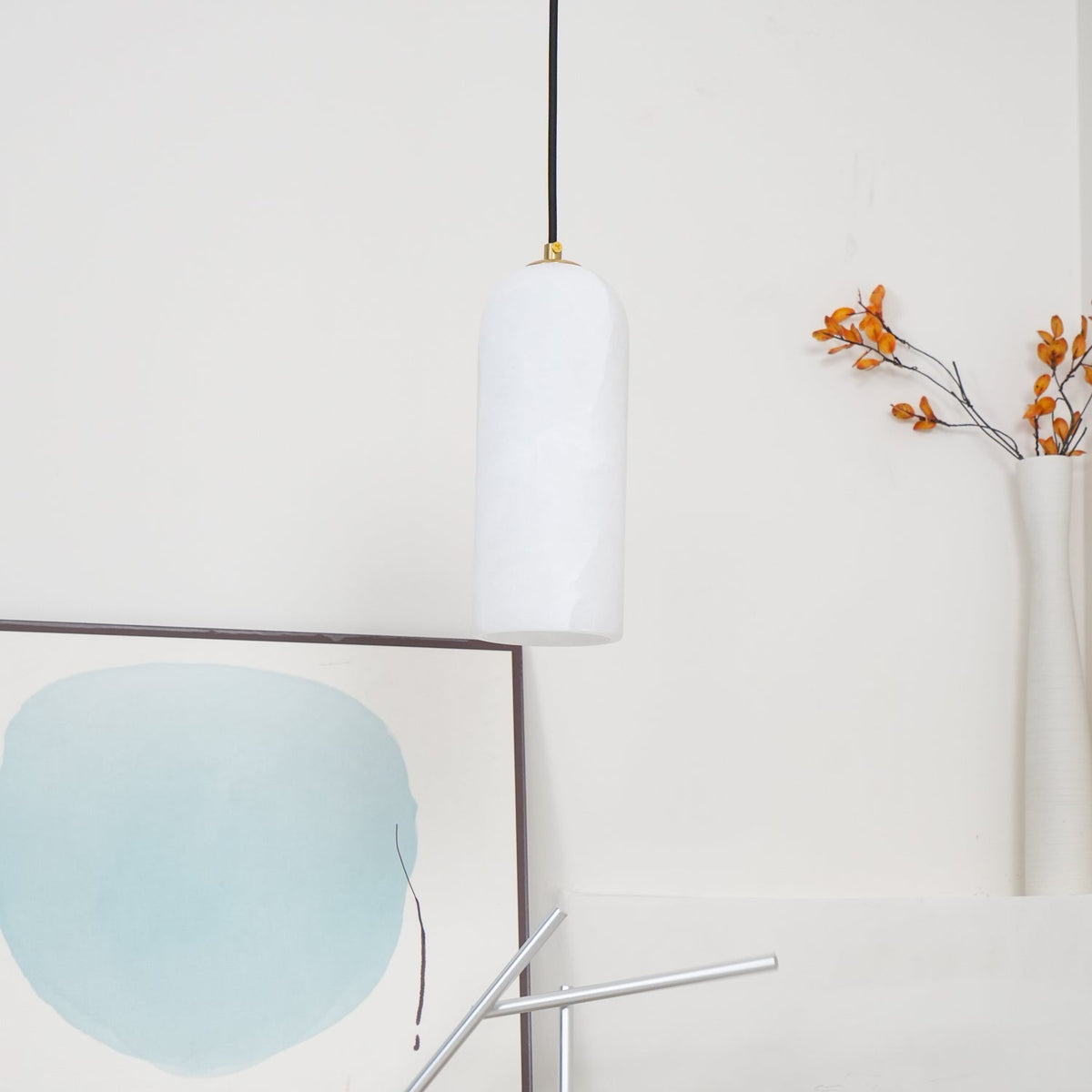 Nivenira cilindrische hanglamp van albast